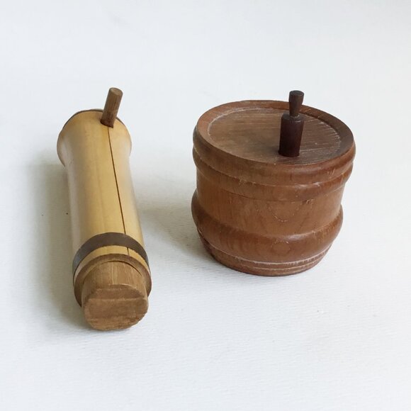 Japanese Wooden & Bamboo Loose Leaf Tea Caddies Canisters Stash Jars Set of 2 - Picture 2 of 9